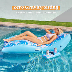 Inflatable Pool Lounge Chair with Cooler (Blue)