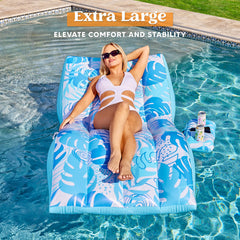 Inflatable Pool Lounge Chair with Cooler (Blue)