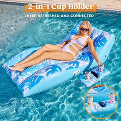 Inflatable Pool Lounge Chair with Cooler (Blue)