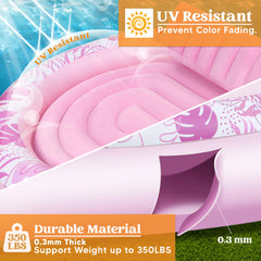 SLOOSH 72" x 65" Large Inflatable Round Tanning Pool with Print, Pink