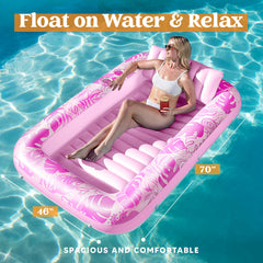 70"x46" Tropical Leaves Suntan Pool Float (Blushing Pink)