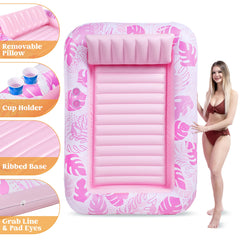 70"x46" Tropical Leaves Suntan Pool Float (Blushing Pink)