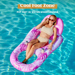 Tropical Leaves Pool Lounger (Pink)