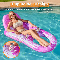 Tropical Leaves Pool Lounger (Pink)