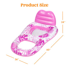 Tropical Leaves Pool Lounger (Pink)