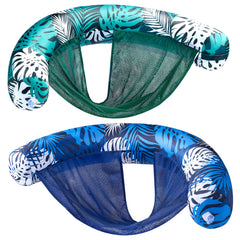 2 Pcs Fabric Covered Tropical Leaves Noodle Chairs (Blue, Green)
