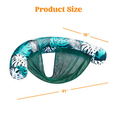 2 Pcs Fabric Covered Tropical Leaves Noodle Chairs (Blue, Green)