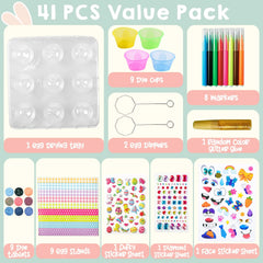 41 Pcs Easter Egg Decorating DIY Kit with Dye Tablets and Easter Stickers