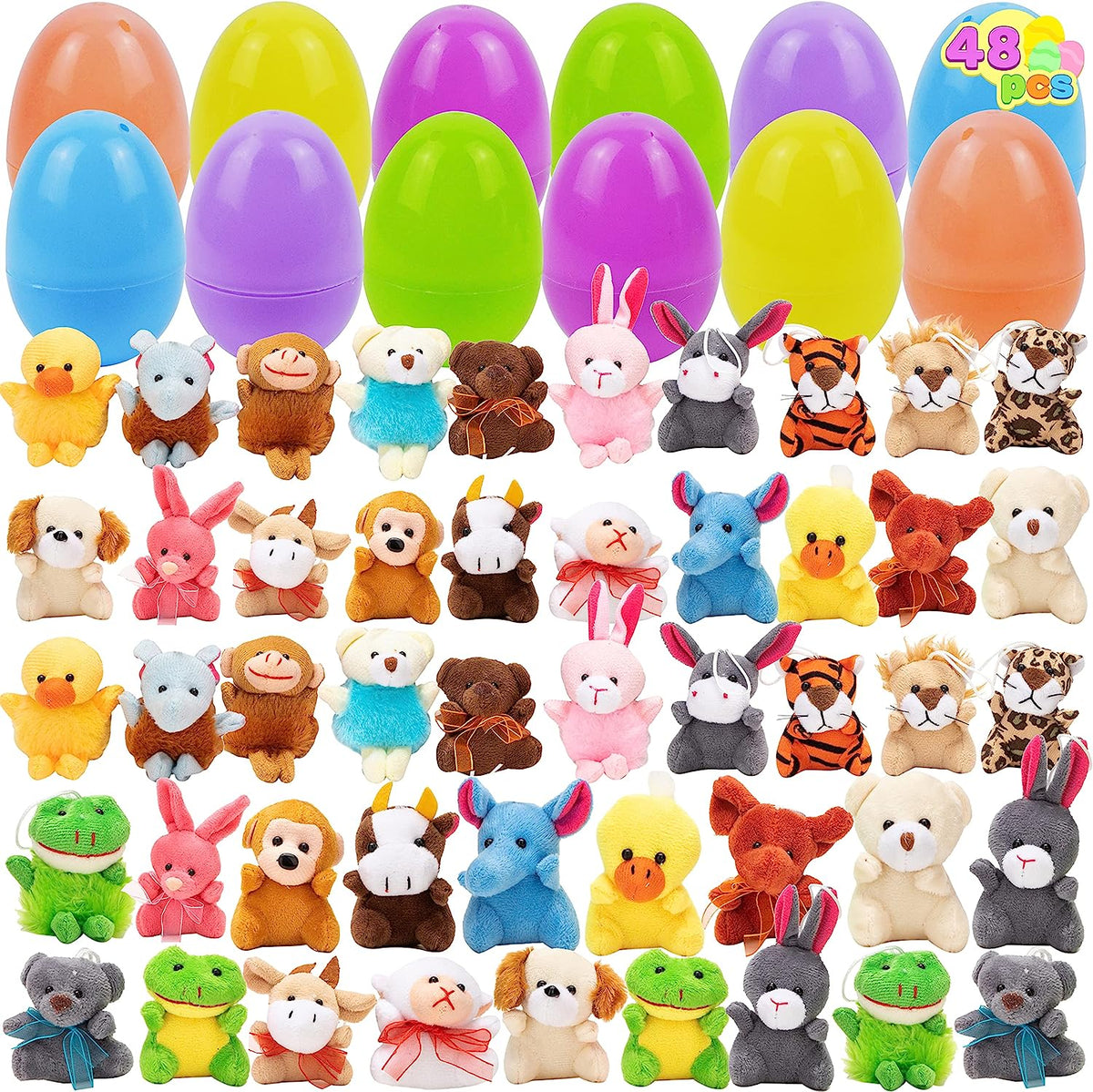 48Pcs Animal Plush Toys Prefilled Easter Eggs