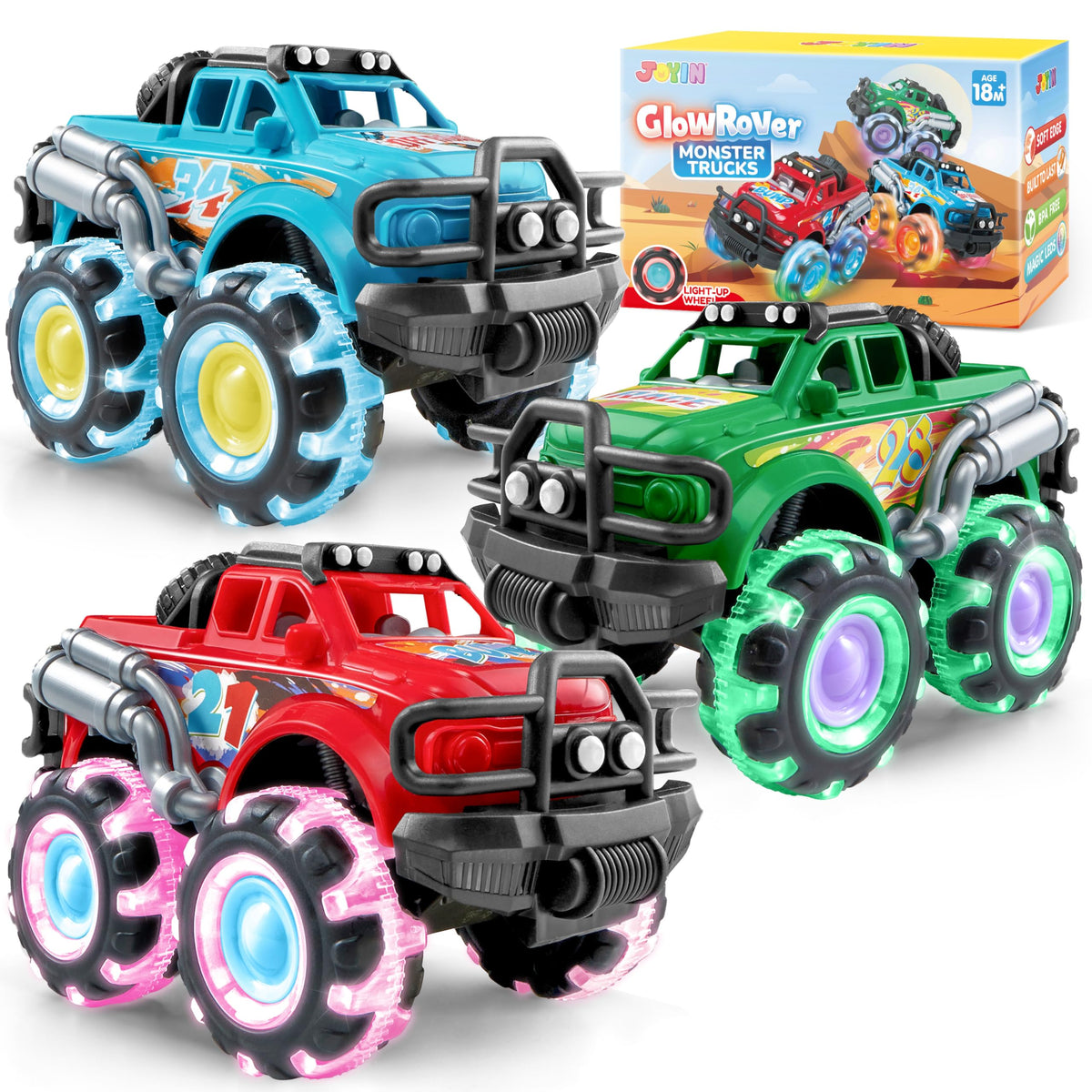 GlowRover 3Pcs LED Wheel Monster Truck