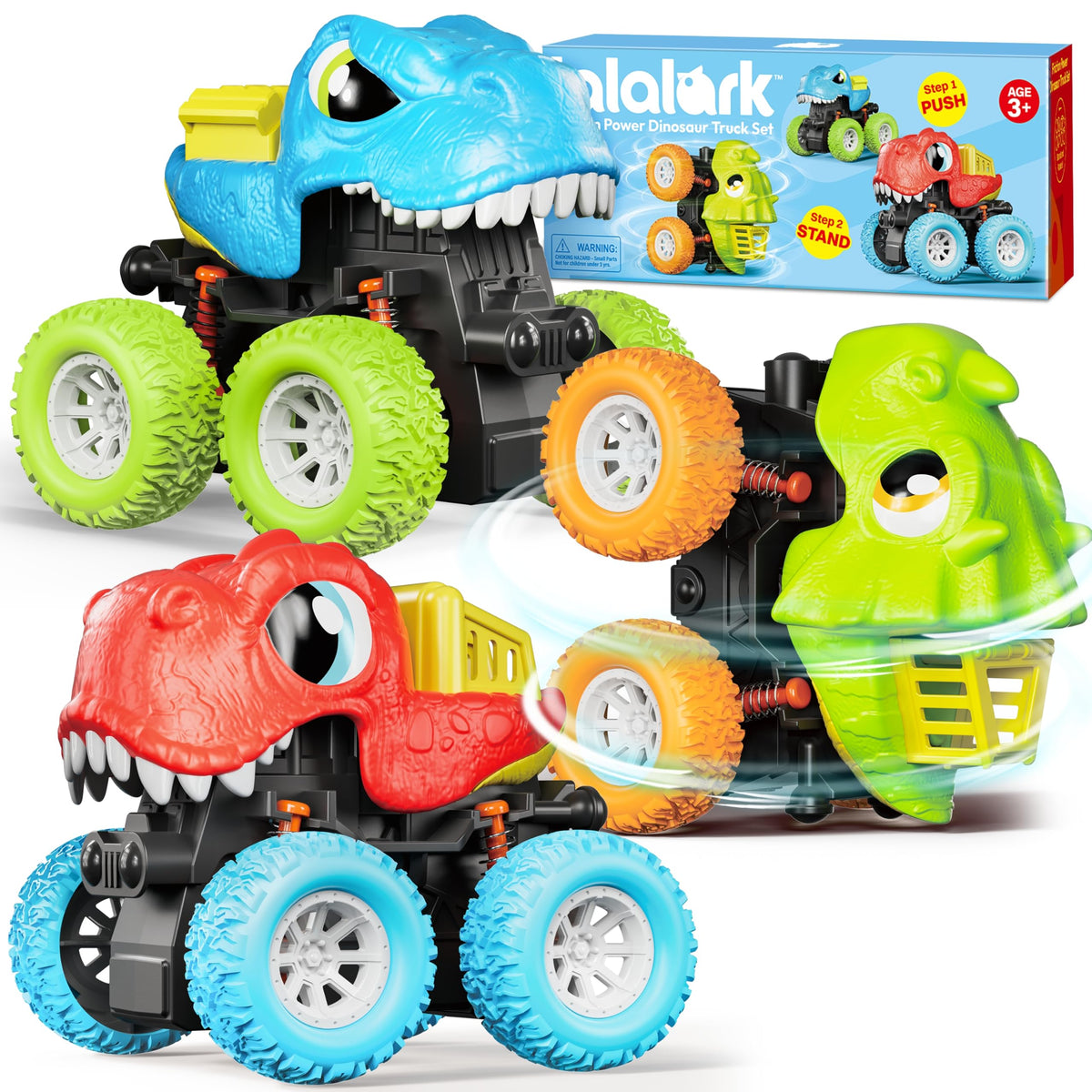 Friction Power 3pcs Dinosaur Truck Set