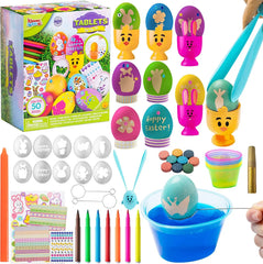 57Pcs DIY Easter Egg Dye Kit with Stencils and Colored Pens