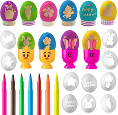 57Pcs DIY Easter Egg Dye Kit with Stencils and Colored Pens