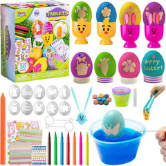 57Pcs DIY Easter Egg Dye Kit with Stencils and Colored Pens