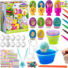 57Pcs DIY Easter Egg Dye Kit with Stencils and Colored Pens