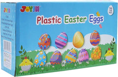 72Pcs Plastic Printed Bright Easter Egg Shells 3in