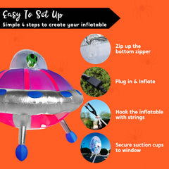 4.5 ft Long UFO Window Breaker Inflatable Decoration with Color Changing Lights
