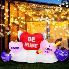 6 FT Long Valentines Day Inflatable Hearts Blow Up Valentines Yard Decor