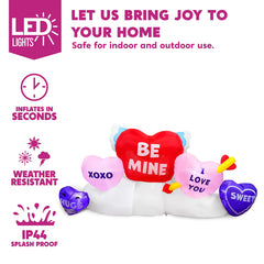 6 FT Long Valentines Day Inflatable Hearts Blow Up Valentines Yard Decor