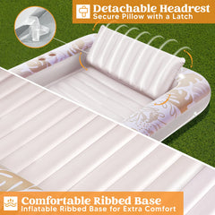 70in x 46in Large Oatmeal White Suntan Tub Pool Floats Sun Tan Tub
