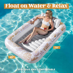 70in x 46in Large Oatmeal White Suntan Tub Pool Floats Sun Tan Tub