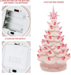 12 Inches Pink Ceramic Christmas Tree