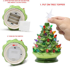 9in Tabletop Prelit Ceramic Christmas Tree