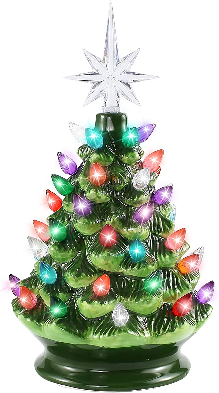 9in Tabletop Prelit Ceramic Christmas Tree