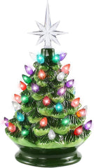 9in Tabletop Prelit Ceramic Christmas Tree