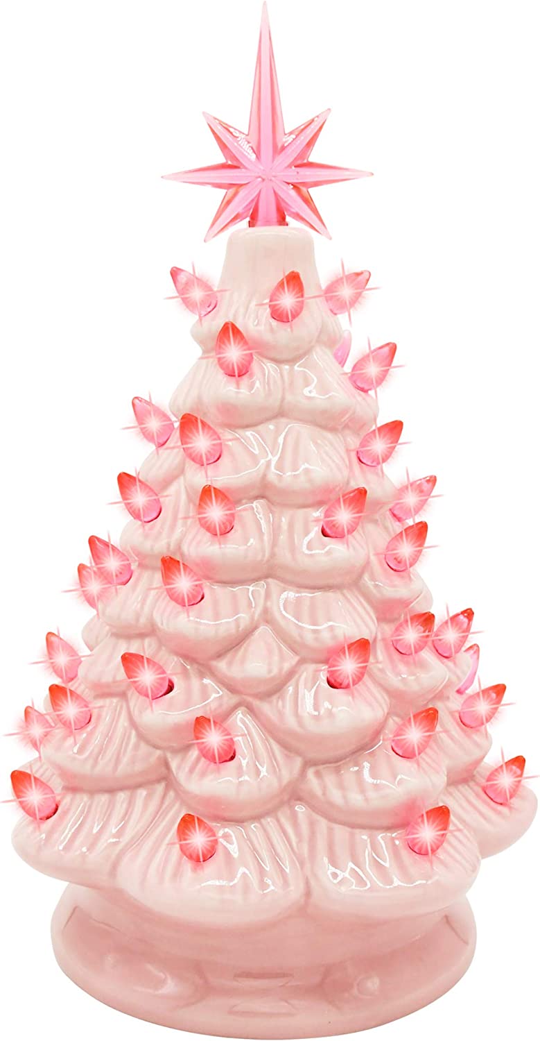 12 Inches Pink Ceramic Christmas Tree
