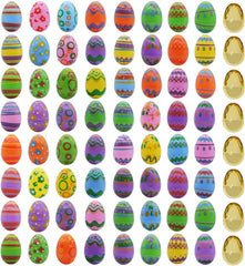 72Pcs Plastic Printed Bright Easter Egg Shells 3in