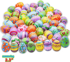 48Pcs Plastic Printed Bright Easter Egg Shells 2.3in