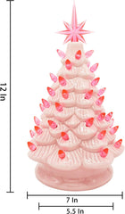 12 Inches Pink Ceramic Christmas Tree