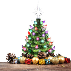 9in Tabletop Prelit Ceramic Christmas Tree