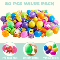 80Pcs Novelty Toys and Stickers Prefilled Easter Eggs