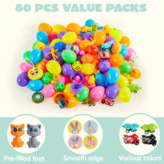 80Pcs Toys and Stickers Prefilled Easter Eggs