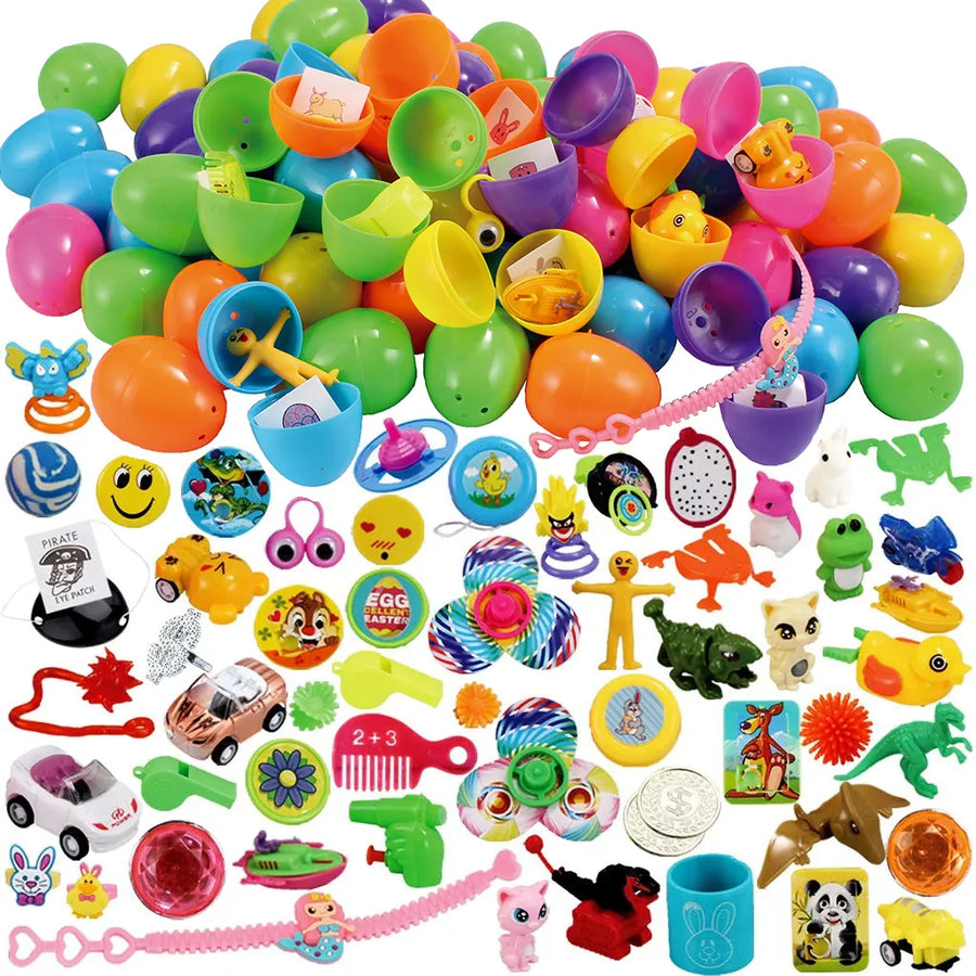 80Pcs Novelty Toys and Stickers Prefilled Easter Eggs