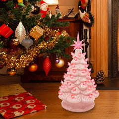 12 Inches Pink Ceramic Christmas Tree