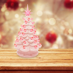 12 Inches Pink Ceramic Christmas Tree