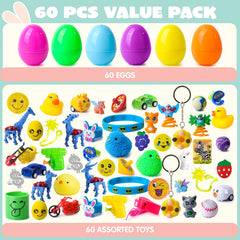 120Pcs 2.4in Easter Eggs with Toys Inside for Easter Egg Hunt