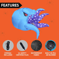 Halloween Inflatable Blue Octopus Trunk Or Treat Car Decor