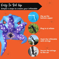 Halloween Inflatable Blue Octopus Trunk Or Treat Car Decor