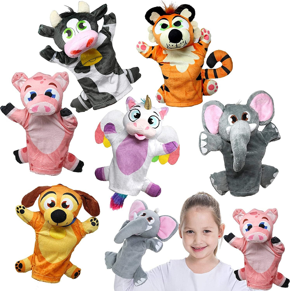 PLAY-ACT Animal Hand Puppets, 6 Pack