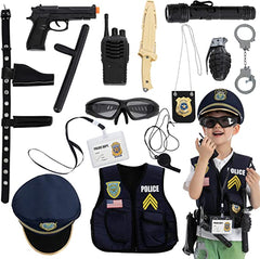 Police Pretend Play Toys and Outfit, 14Pcs