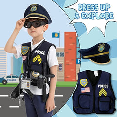 Police Pretend Play Toys and Outfit, 14Pcs