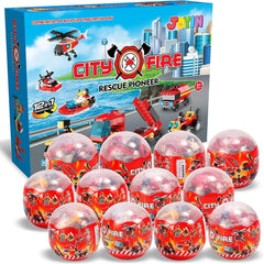 12Pcs Fire Truck Building Blocks Prefilled Easter Eggs 2.8in