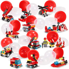 12Pcs Fire Truck Building Blocks Prefilled Easter Eggs 2.8in