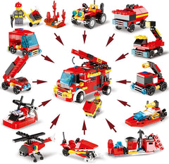 12Pcs Fire Truck Building Blocks Prefilled Easter Eggs 2.8in