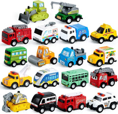 Pull Back City Cars and Trucks Toy, 18 Pcs