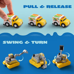 Pull Back City Cars and Trucks Toy, 18 Pcs